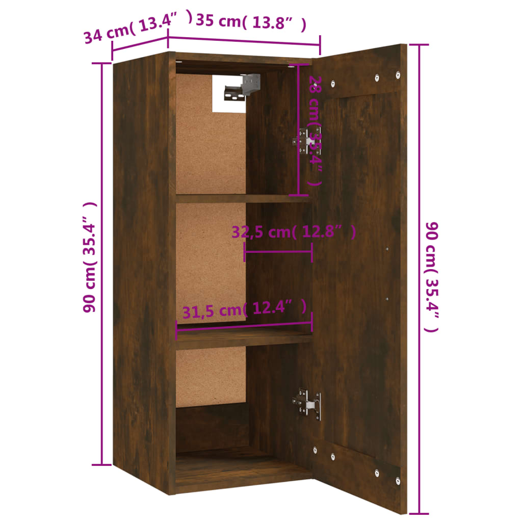 Hängeschrank Weiß 35x34x90 cm Holzwerkstoff