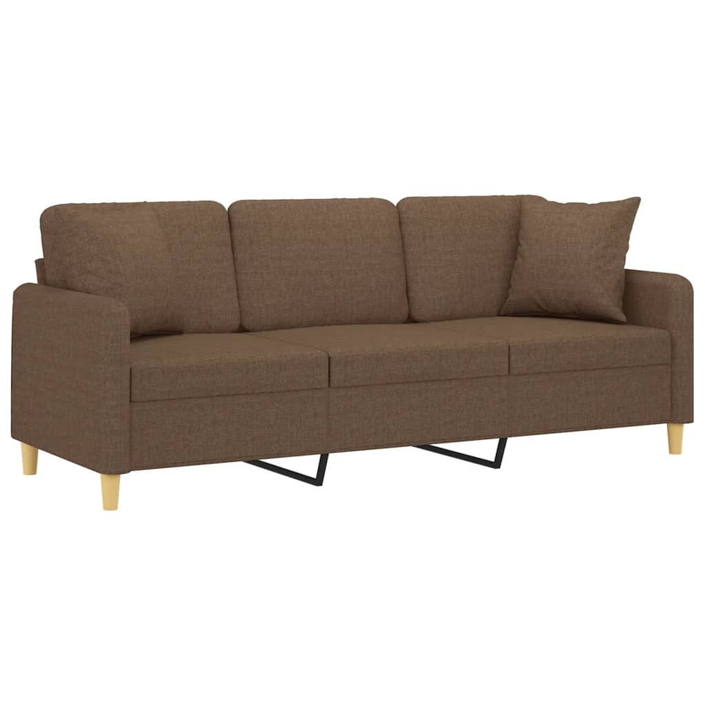 2-Sitzer-Sofa mit Zierkissen Braun 120 cm Stoff