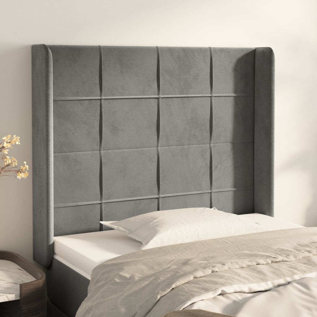 Kopfteil mit Ohren Dunkelblau 93x16x78/88 cm Samt