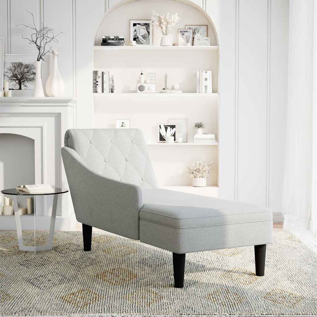Chaiselongue mit Kissen und Rechter Armlehne Schwarz Stoff