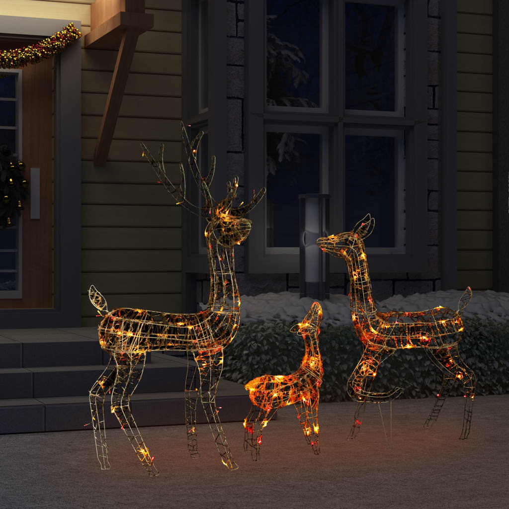 Rentierfamilie Weihnachtsdekoration Weiß und Silber 201 LEDs