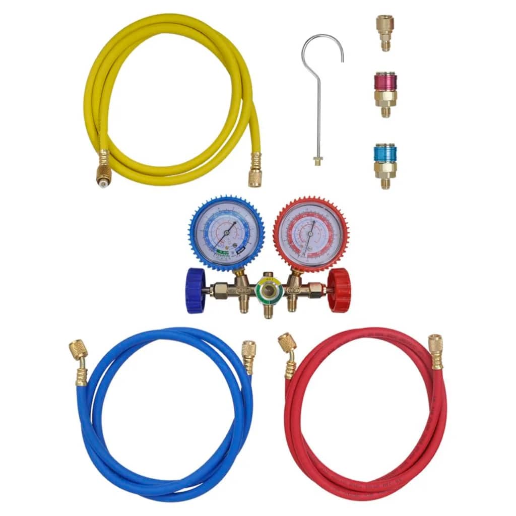 Vakuumpumpe mit 4-Wege-Verteiler-Manometer Set für Klimaanlagen