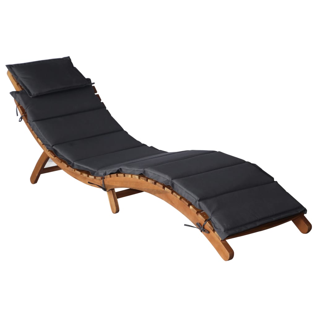 Sonnenliege mit Auflage Beige Massivholz Akazie