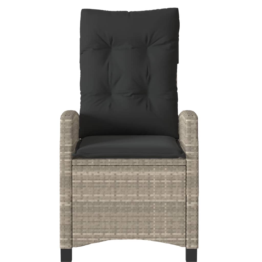 Gartensessel Verstellbar mit Kissen Schwarz Poly Rattan