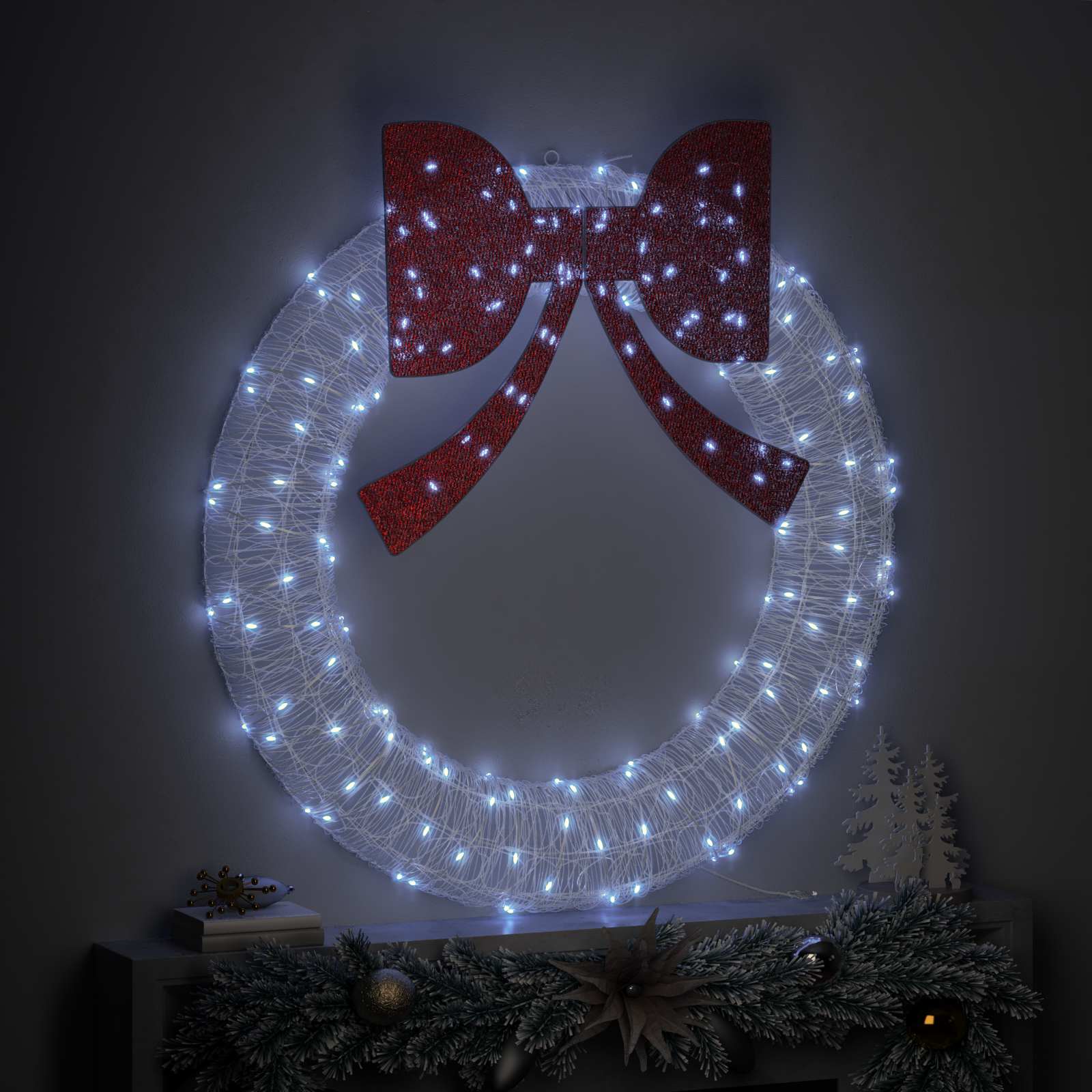 Kranz mit 60 LEDs Warmweiß 76 x 76 x 8,5 cm Acryl