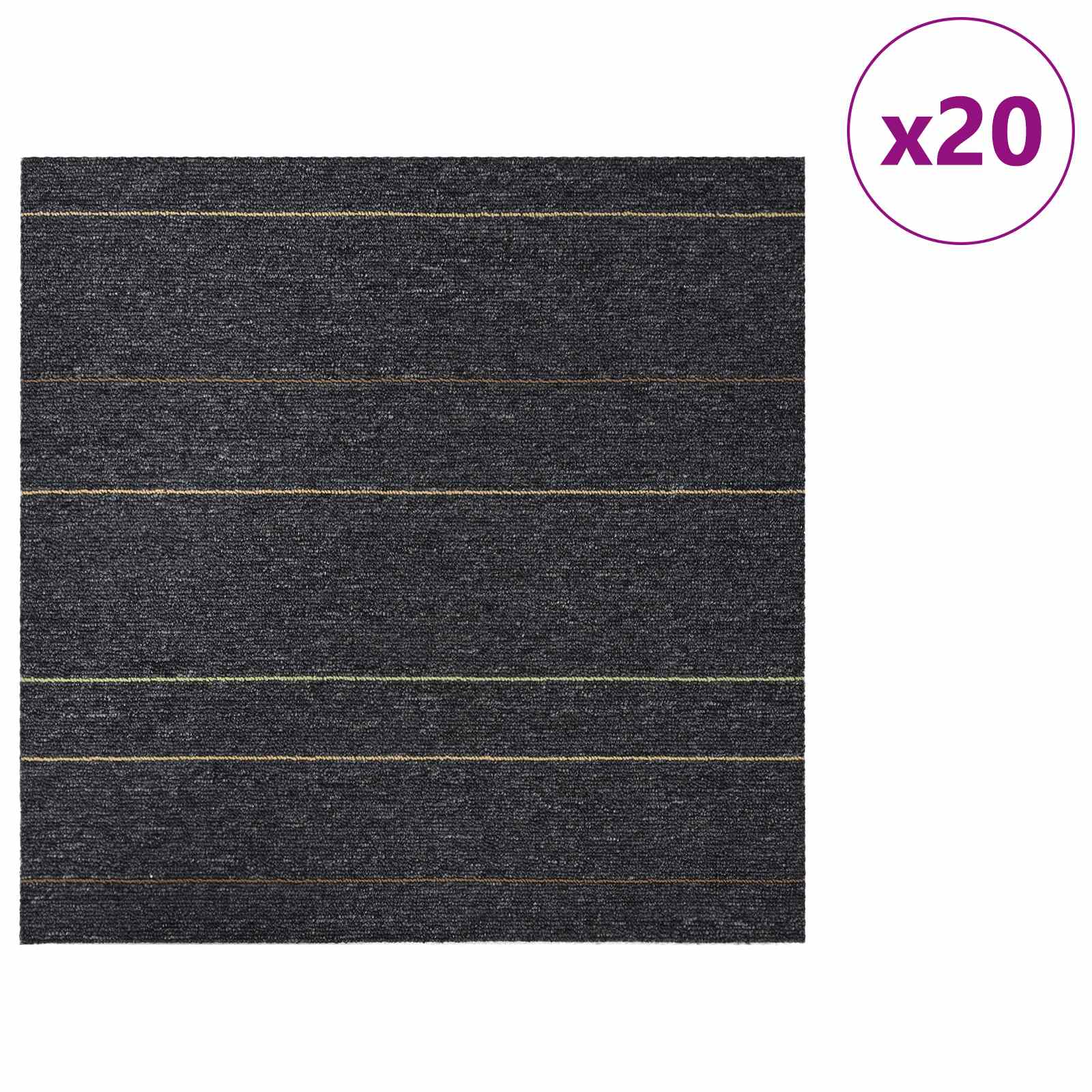 Teppichfliese Hellgrau mit Streifen 50 x 50 cm 4 pcs