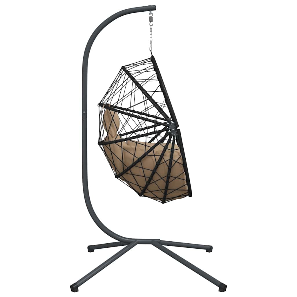 Hängesessel Ei-Design mit Ständer Anthrazit Rattan und Stahl