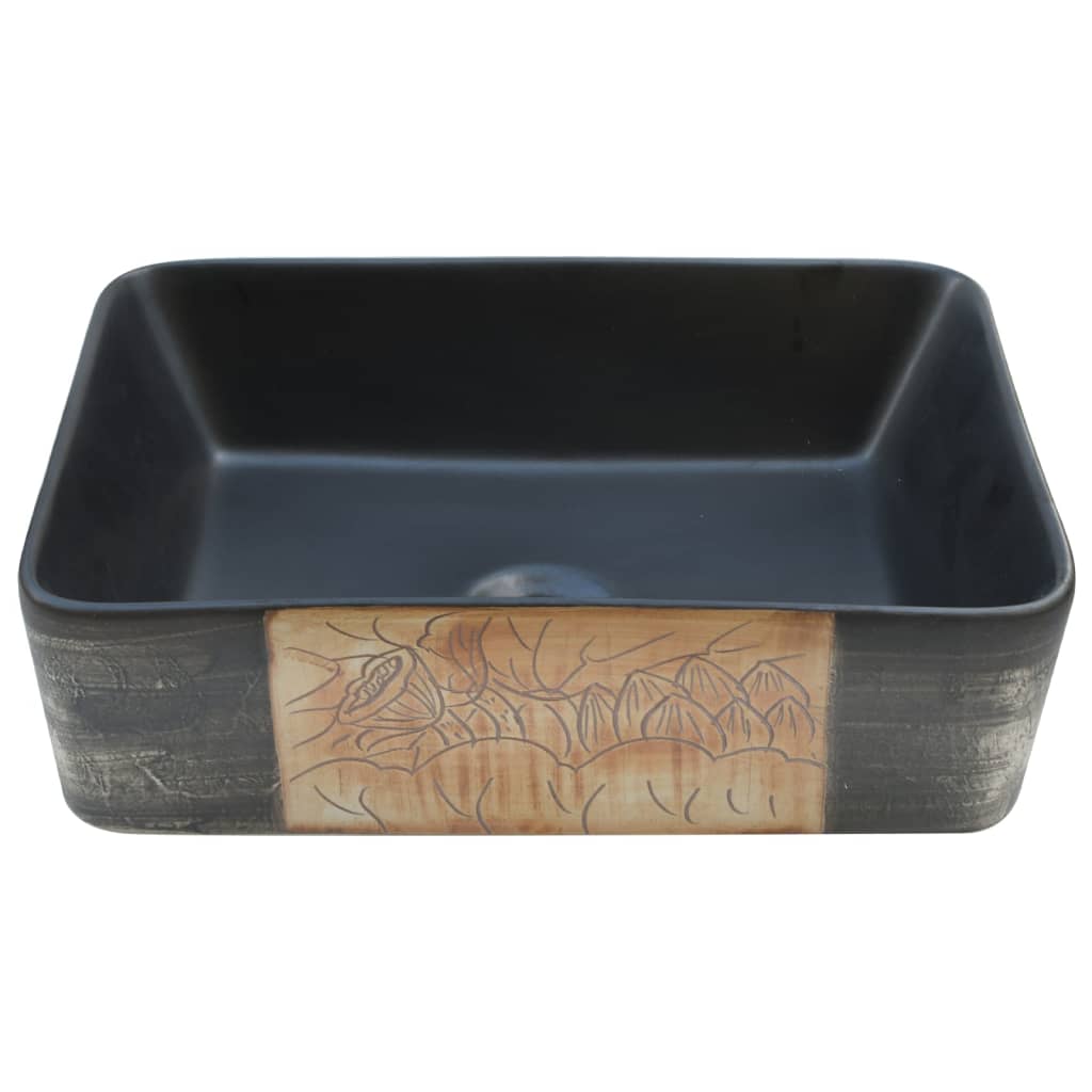 Aufsatzwaschbecken Schwarz Blau Rechteckig 46x35,5x13cm Keramik