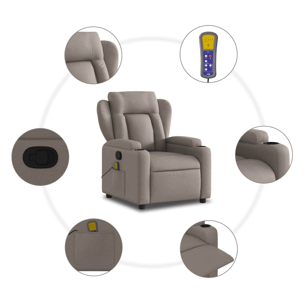 Relaxsessel Elektrisch Hellgrau Stoff