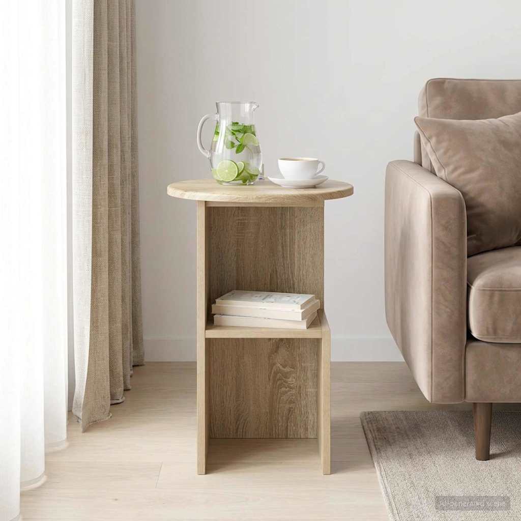 Beistelltisch Weiß Ø 39,5 x 55 cm Holzwerkstoff