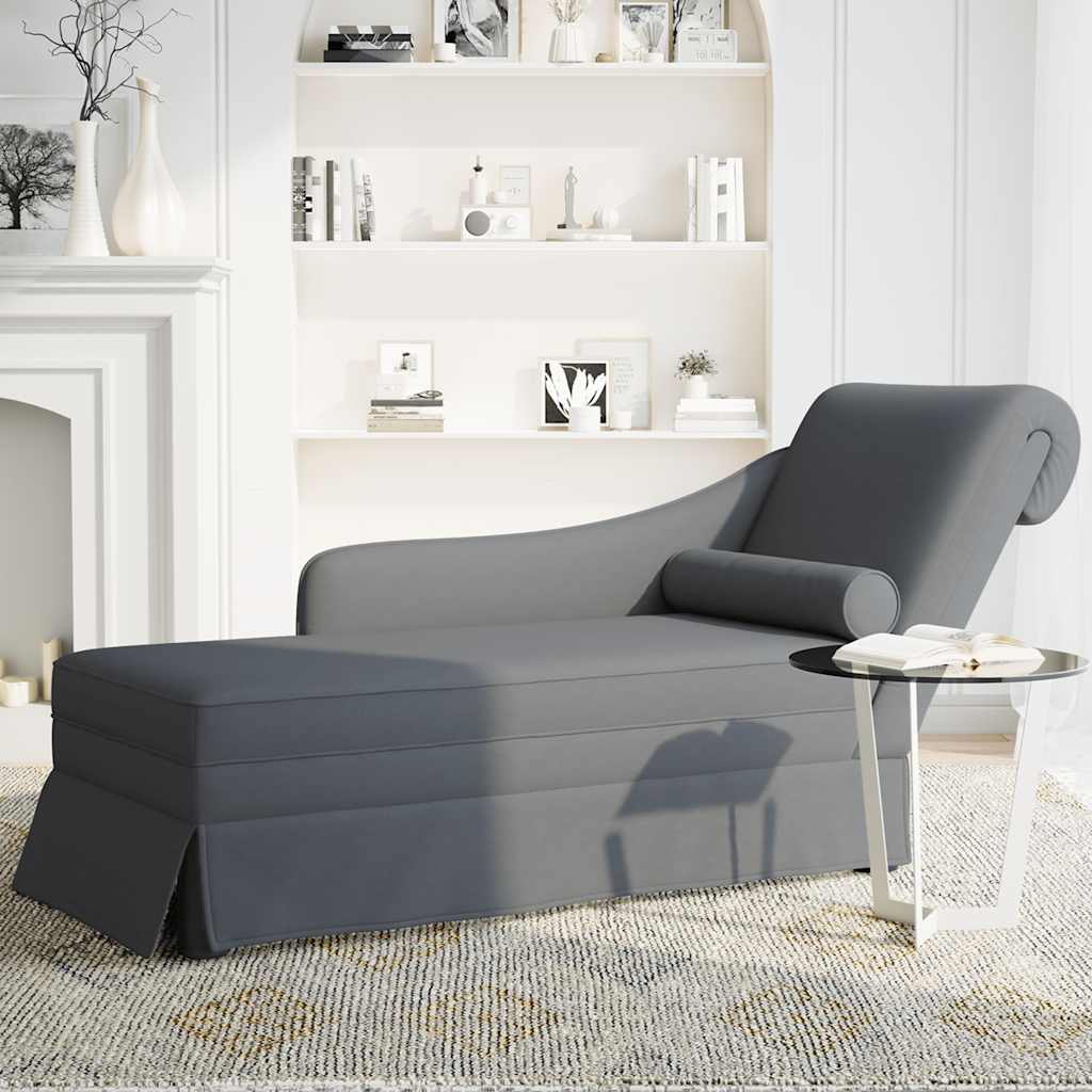 Chaiselongue mit Nackenrolle und Rechter Armlehne Blau Samt