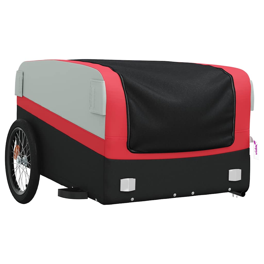 Fahrradanhänger Schwarz und Rot 30 kg Eisen