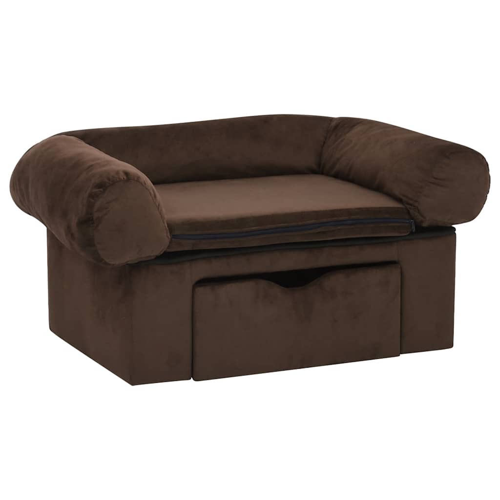 Hundesofa mit Schublade Dunkelgrau 75x50x38 cm Plüsch
