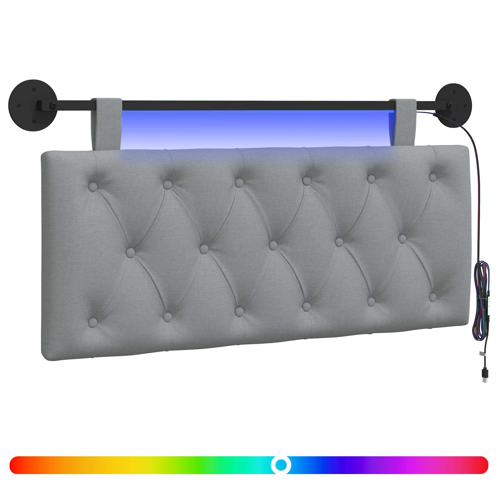 Hängendes Kopfteil Mit LED Licht Wolkengrau Stoff