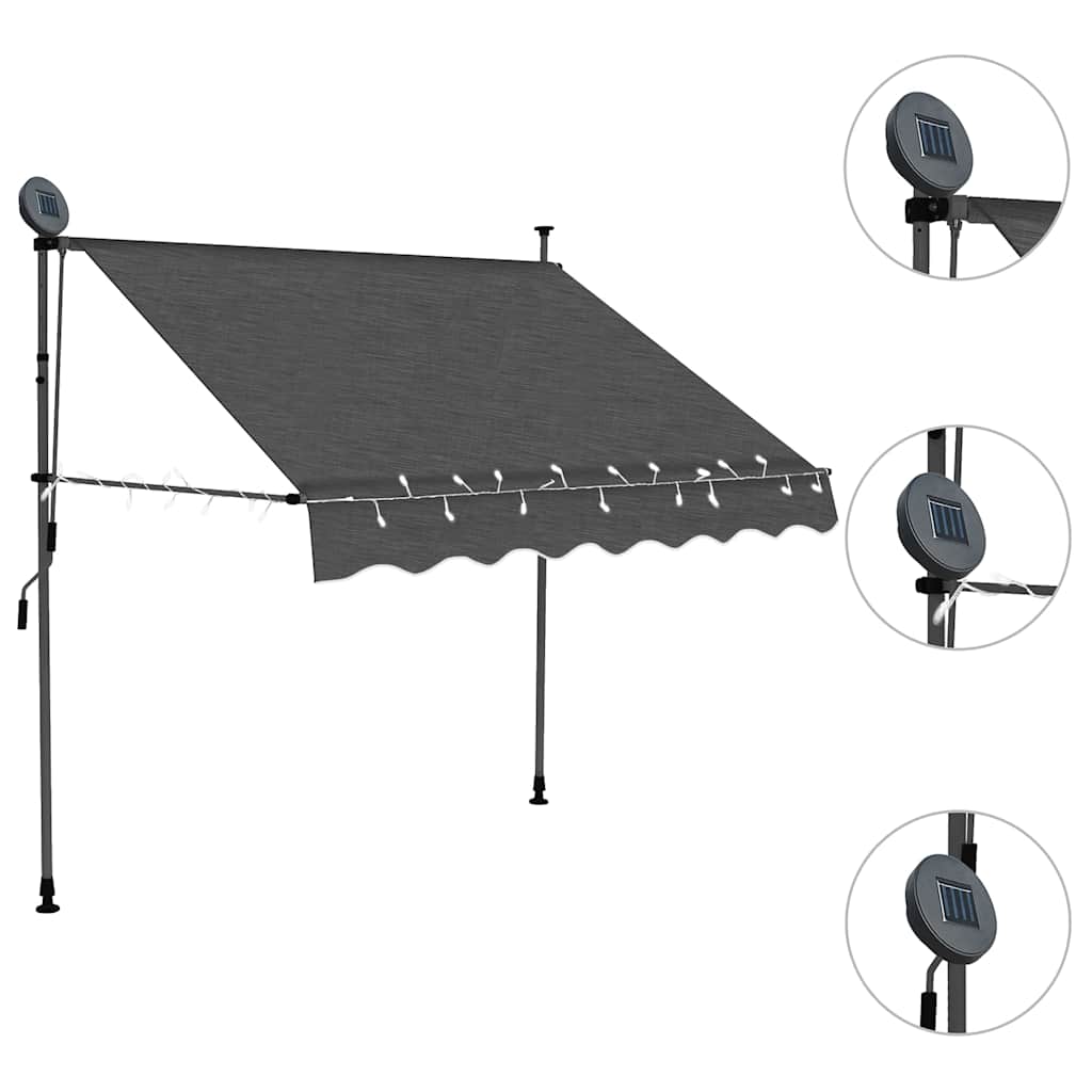 Einziehbare Markise Handbetrieben mit LED 100 cm Blau und Weiß