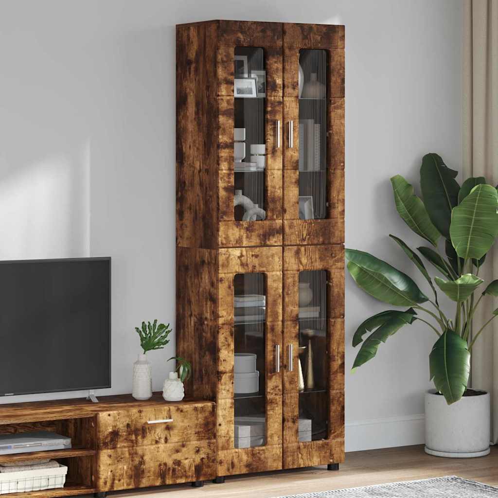 Highboard mit Regal FLORIN Weiß 60 x 35 x 182 cm Holzwerkstoff