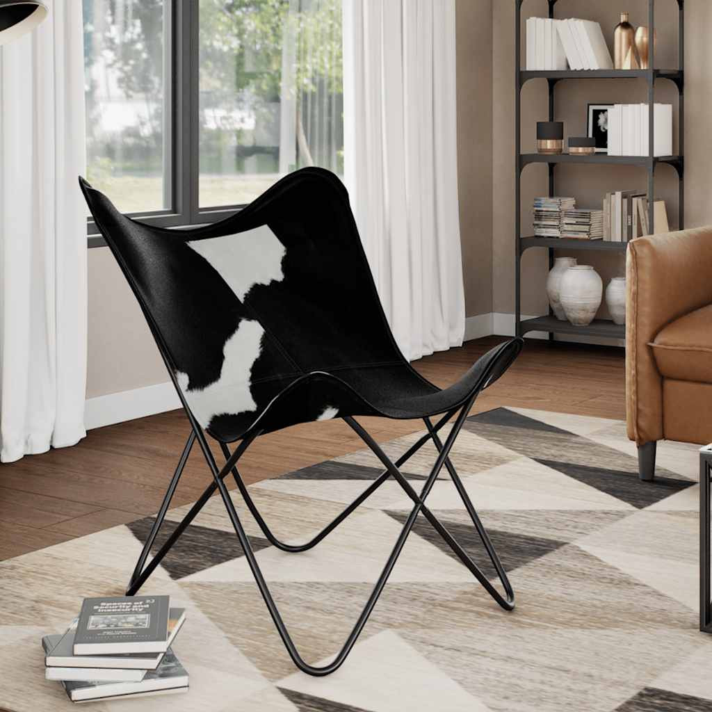 Butterfly-Sessel Schwarz Echtleder
