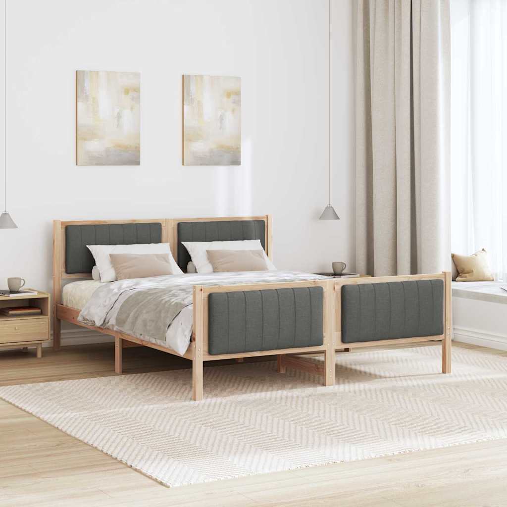 Bettgestell Braun und hellgrau 200 x 200 cm Massivholz Kiefer