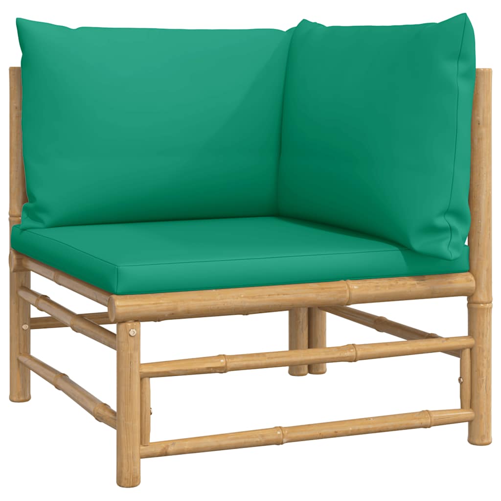 3-tlg. Garten-Lounge-Set mit Hellgrauen Kissen Bambus