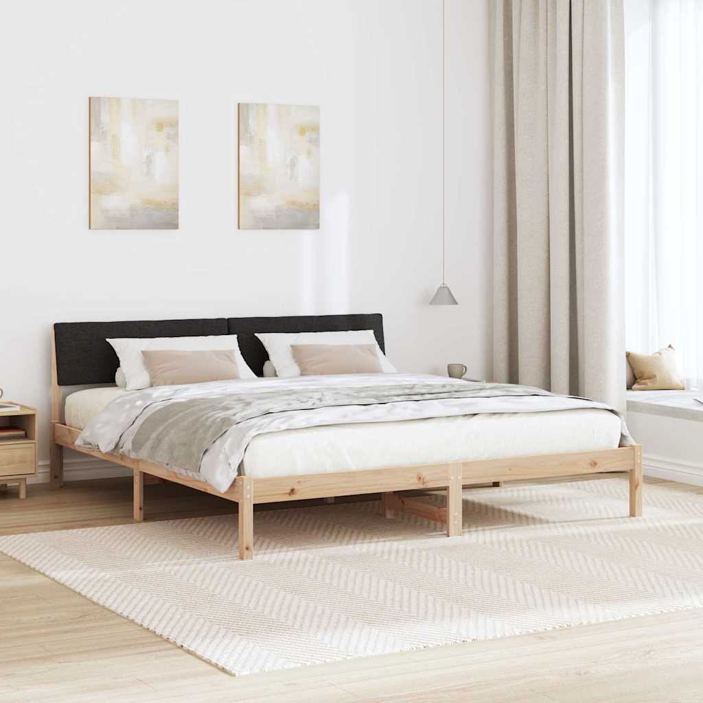 Bettgestell Braun und hellgrau 200 x 200 cm Massivholz Kiefer