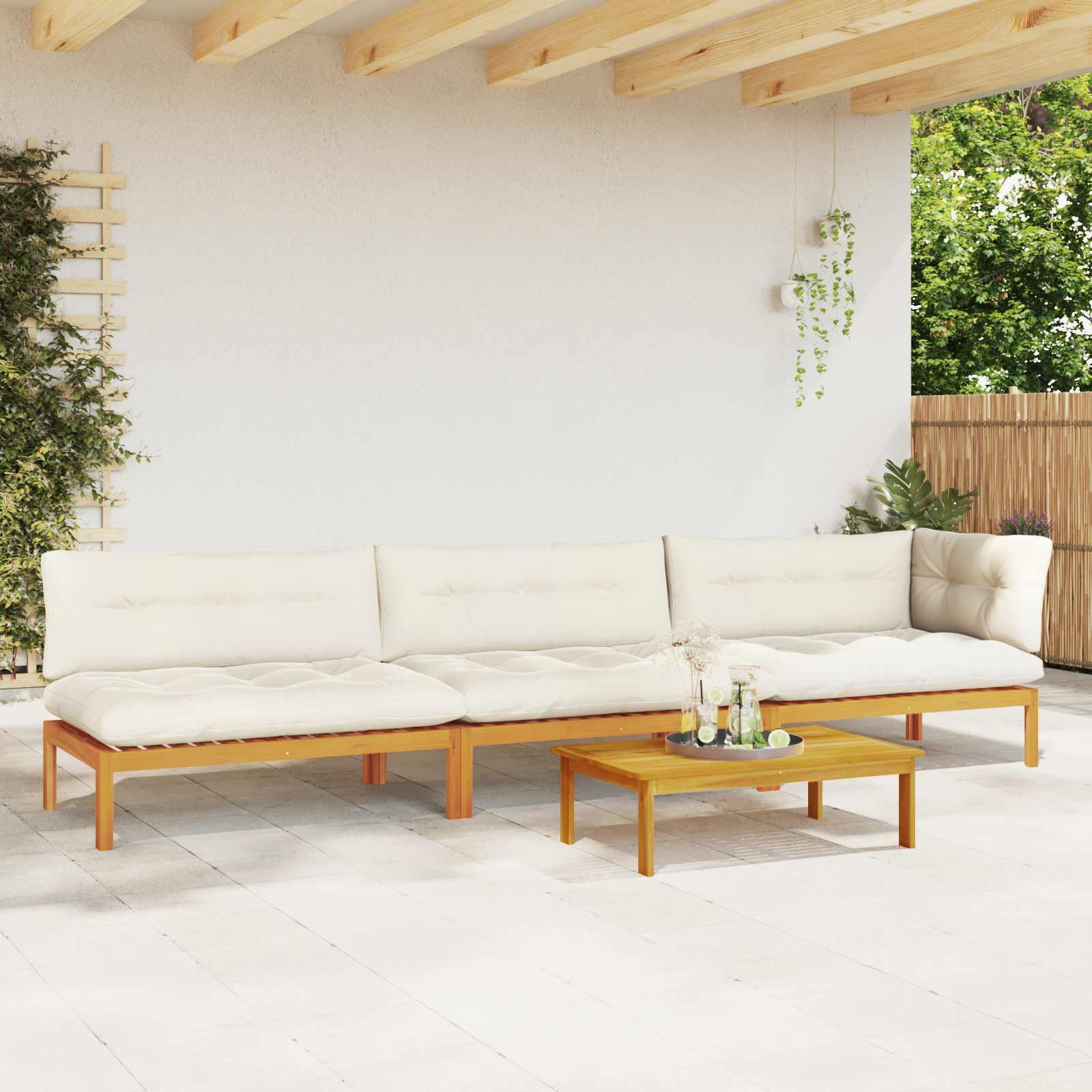 3-tlg. Garten-Sofagarnitur aus Paletten Massivholz Akazie
