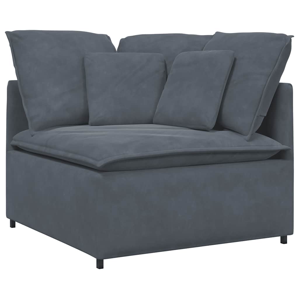 Modulares Sofa mit Fußhocker Kissen Samt Blau
