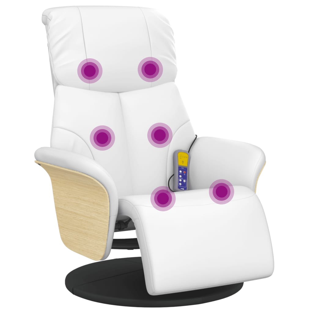 Massagesessel mit Fußteil Creme Kunstleder