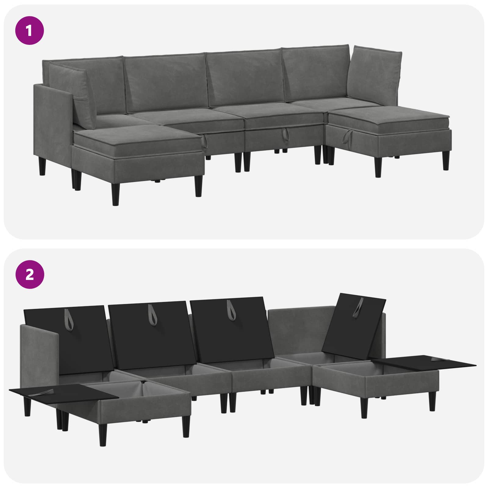 Wohnzimmergarnitur mit Kissen mit Speicher 3 pcs Hellgrau Samt
