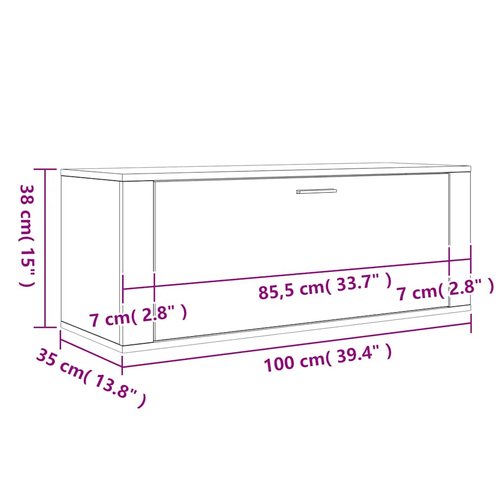 Wand-Schuhschrank Weiß 100x35x38 cm Holzwerkstoff