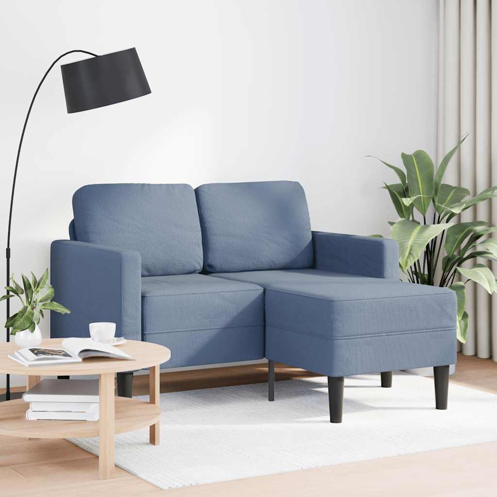 2-Sitzer-Sofa mit Chaiselongue L-Form Hellgrau 125 cm Leinen