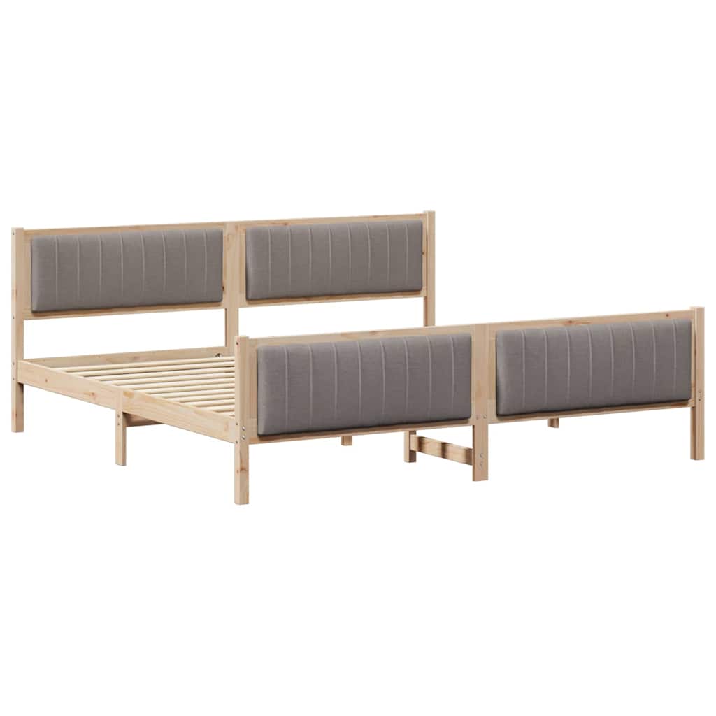 Bettgestell Braun und hellgrau 200 x 200 cm Massivholz Kiefer