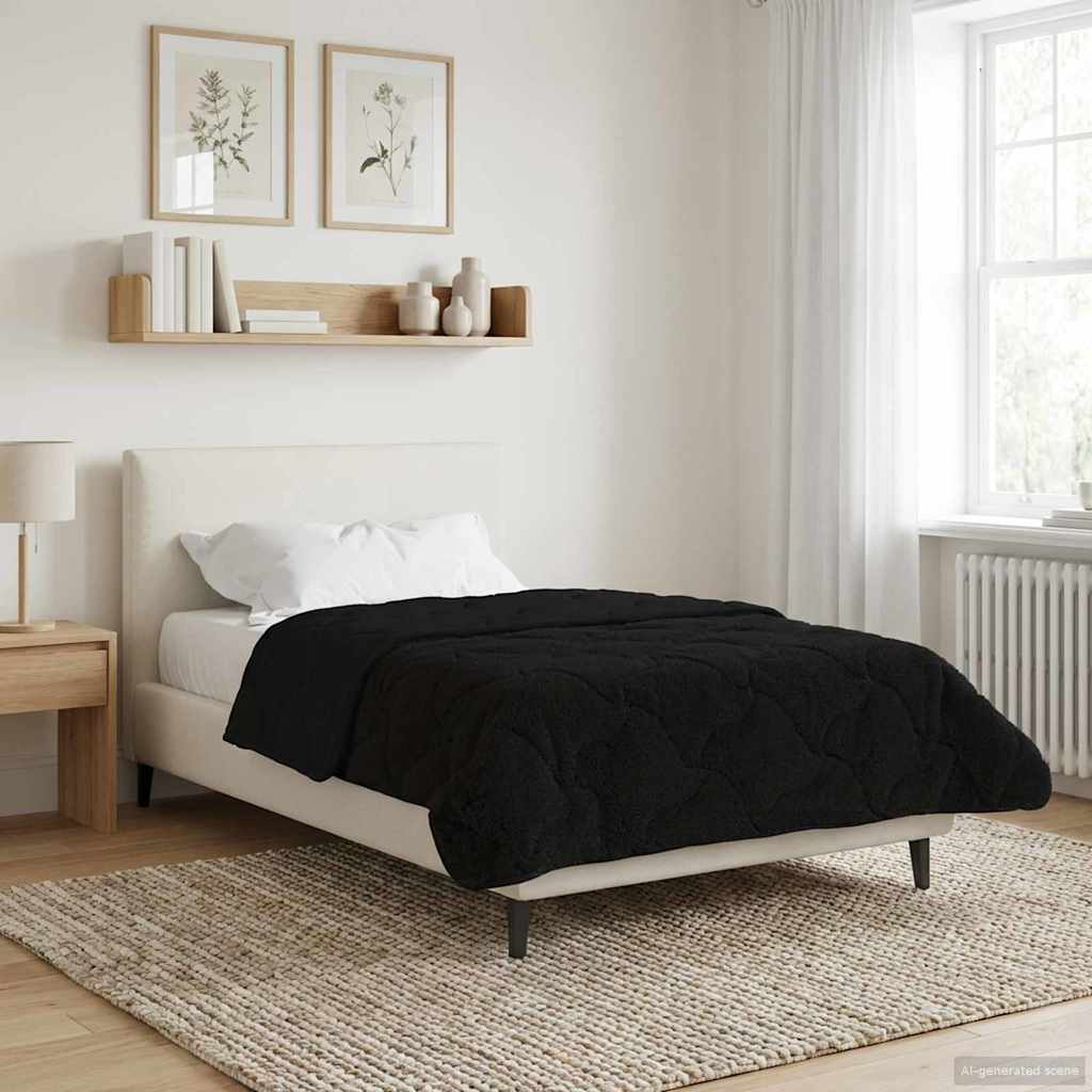 Sommerdecke Anthrazit 135 x 200 cm Mikrofaser und Teddy-Fleece