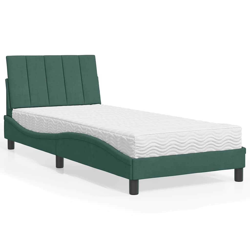 Bett mit Matratze "Hanko" Hellgrau 80x200 cm Samt