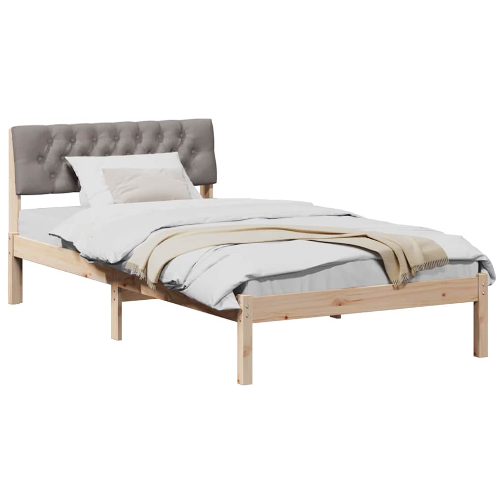 Bettgestell Braun und hellgrau 200 x 200 cm Massivholz Kiefer