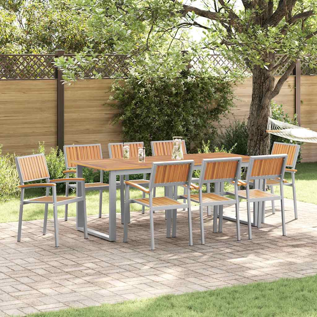 Garten Essgruppe 5 pcs Grau Massivholz Akazie