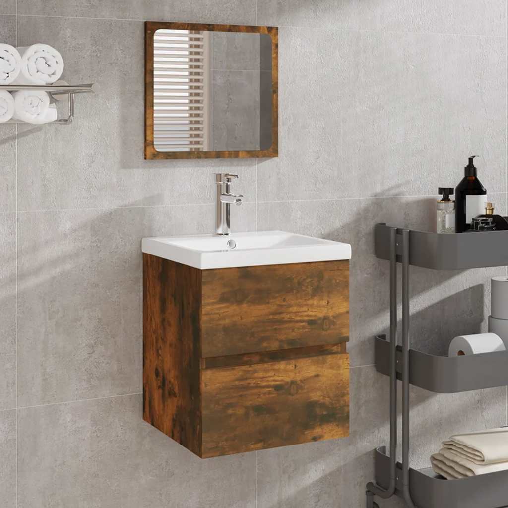Badschrank mit Spiegel Weiß Holzwerkstoff