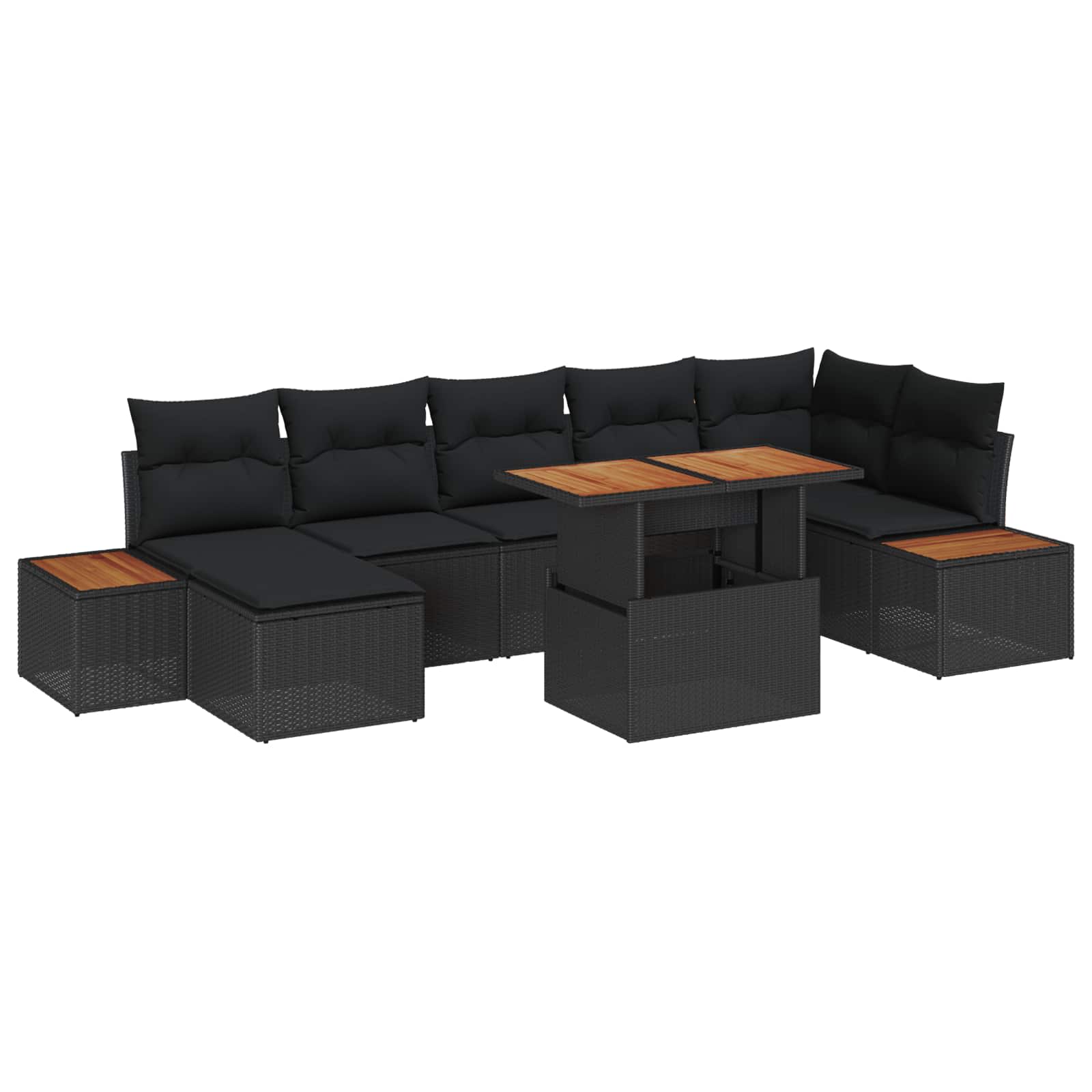 Garten Essgruppe mit Kissen 8 pcs Schwarz und Beige