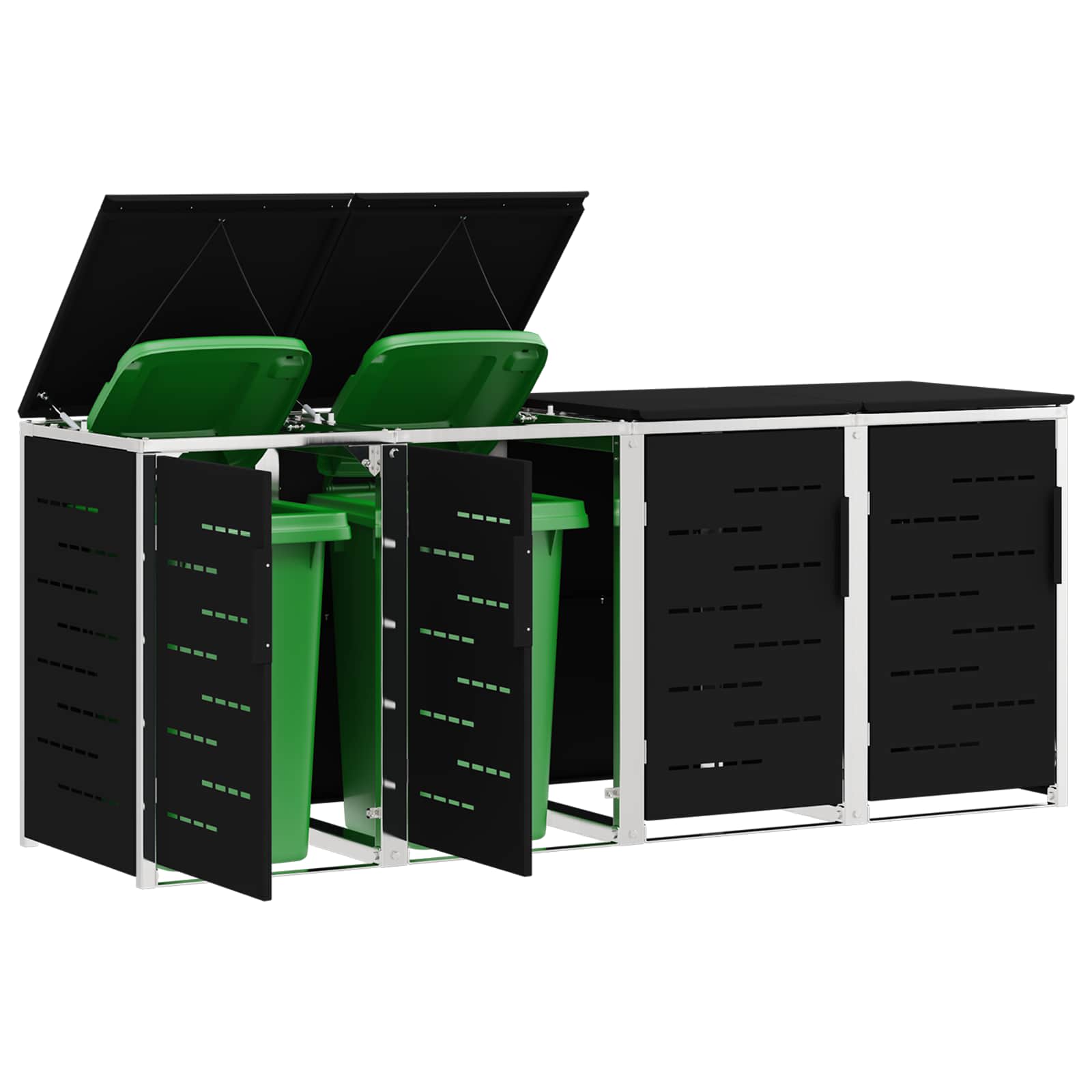 Mülltonnenbox for 2 Bins 240L Edelstahl Schwarz