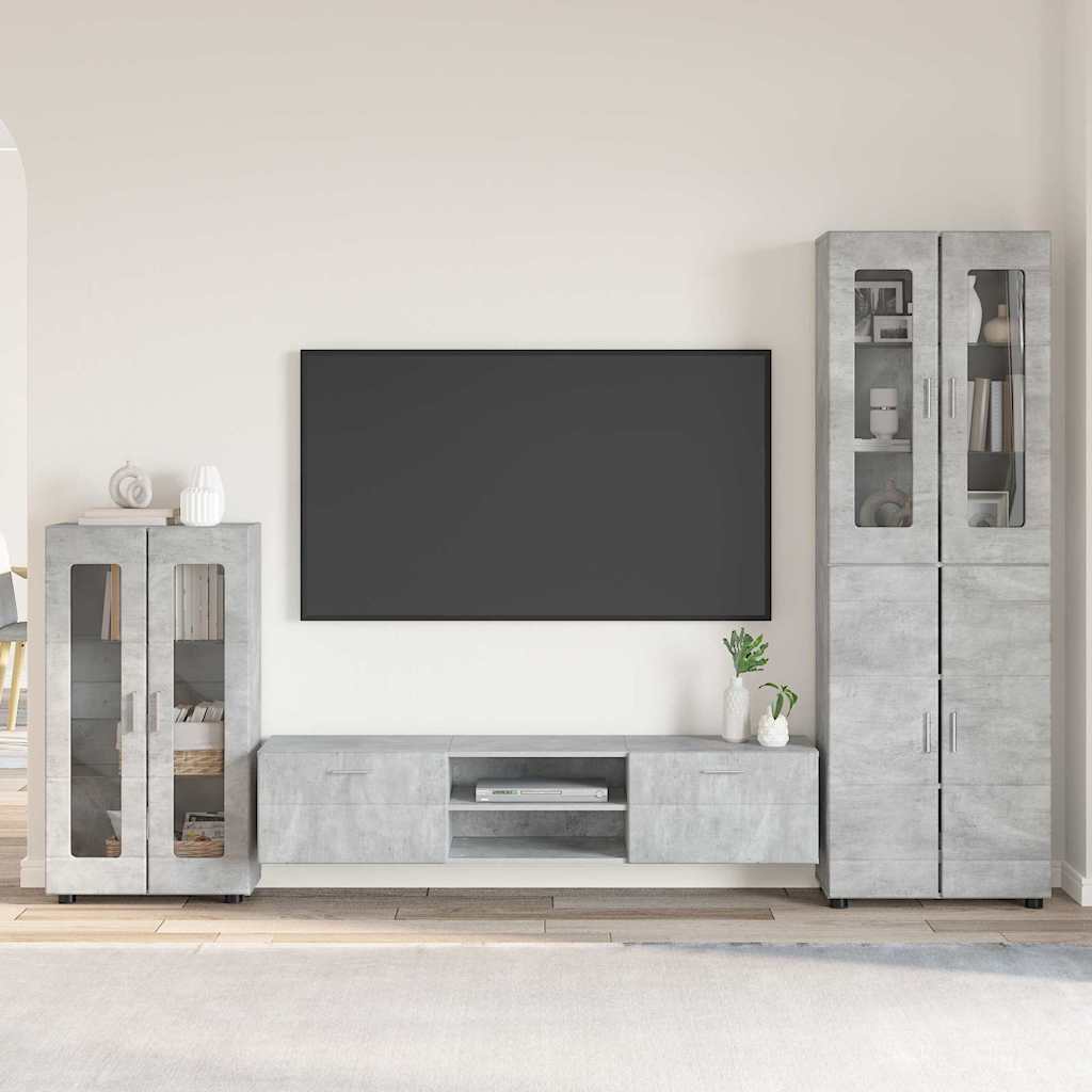 Highboard mit Regal FLORIN Weiß 60 x 35 x 182 cm Holzwerkstoff