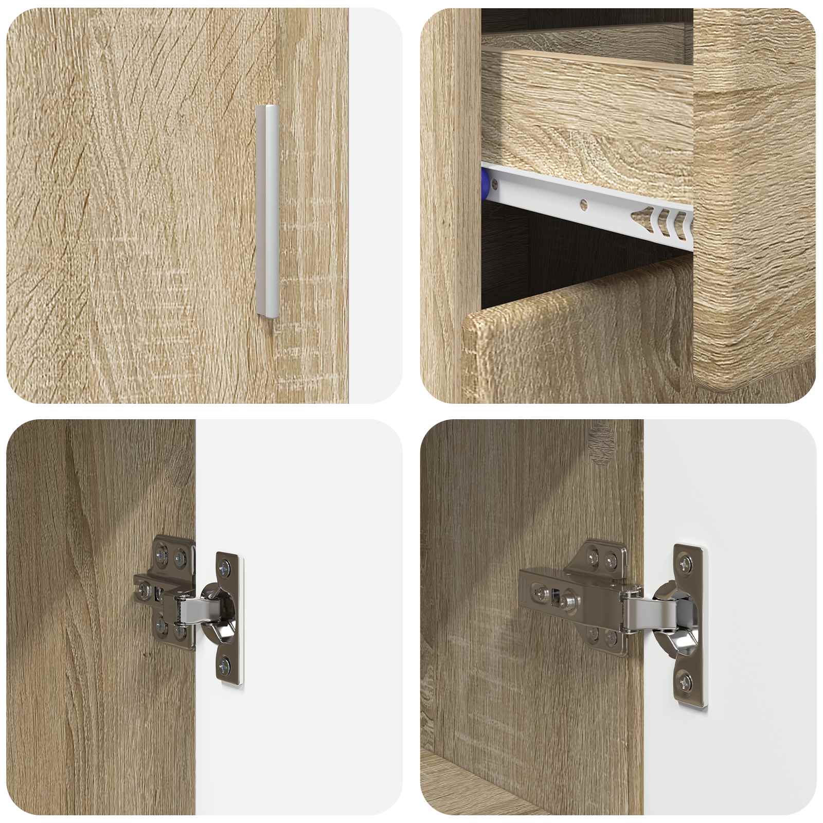 Highboard mit Regal FLORIN Weiß 60 x 35 x 182 cm Holzwerkstoff