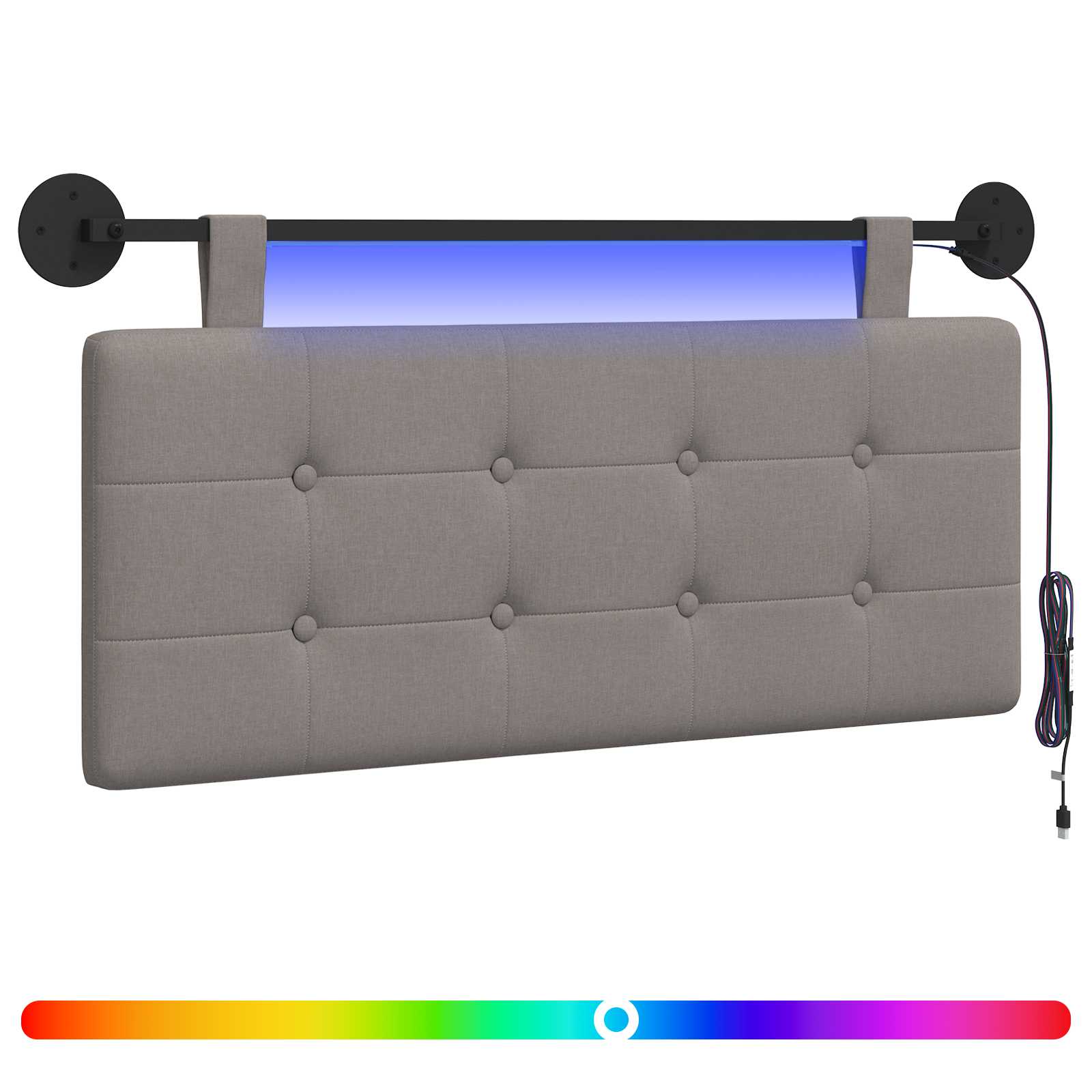 Hängendes Kopfteil Mit LED Licht Wolkengrau Stoff
