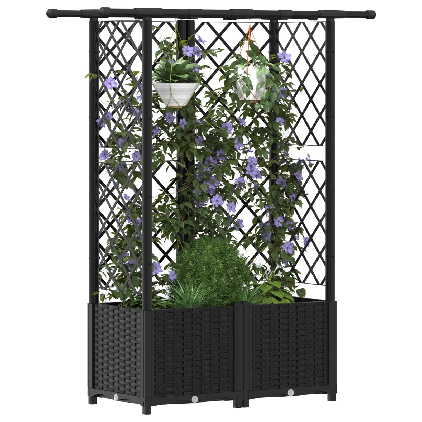 Hochbeet mit Rankgitter und Dach Braun 124 x 40 x 123 cm PP