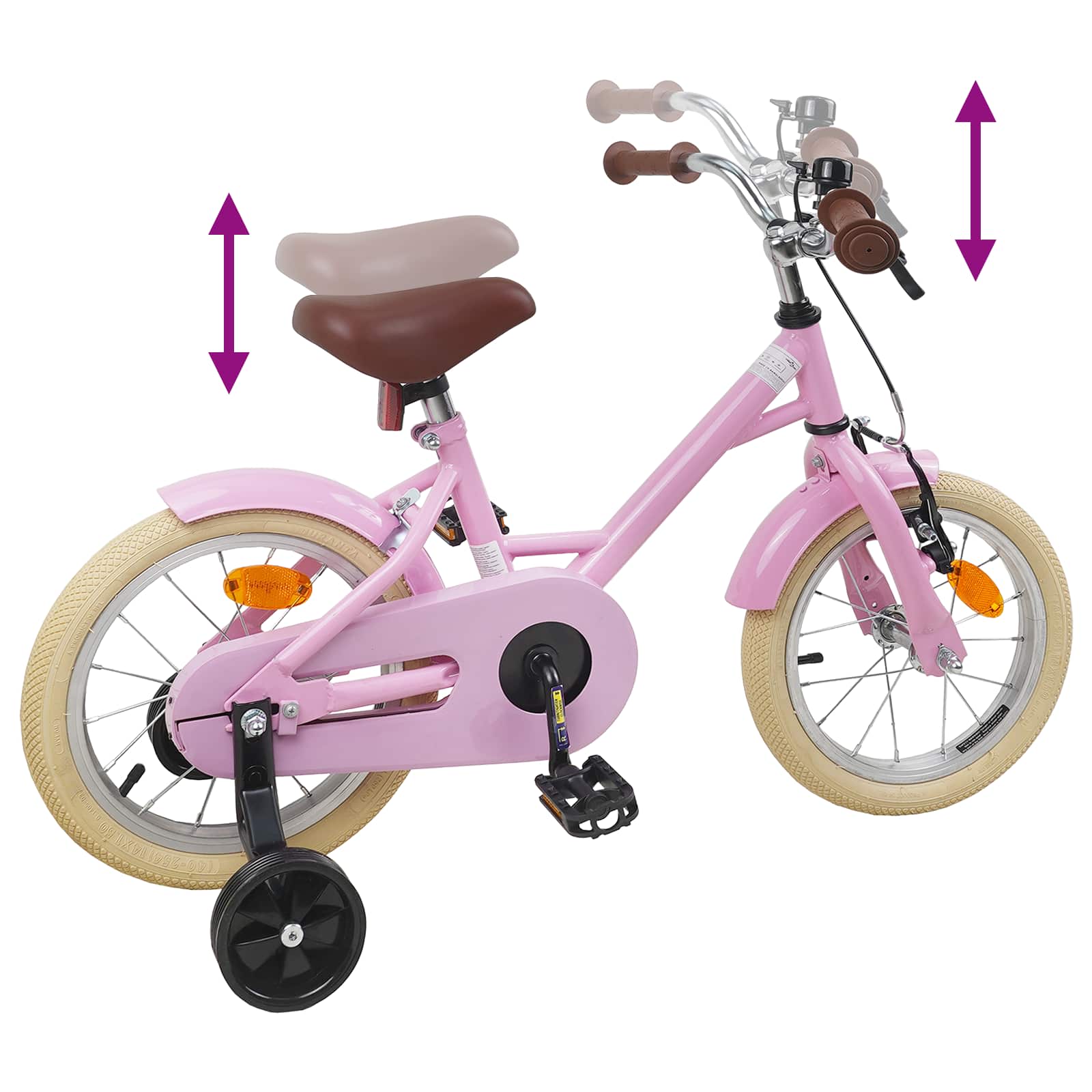 Kinderfahrrad 12 Zoll für 2-4 Jahre alt Hellrosa