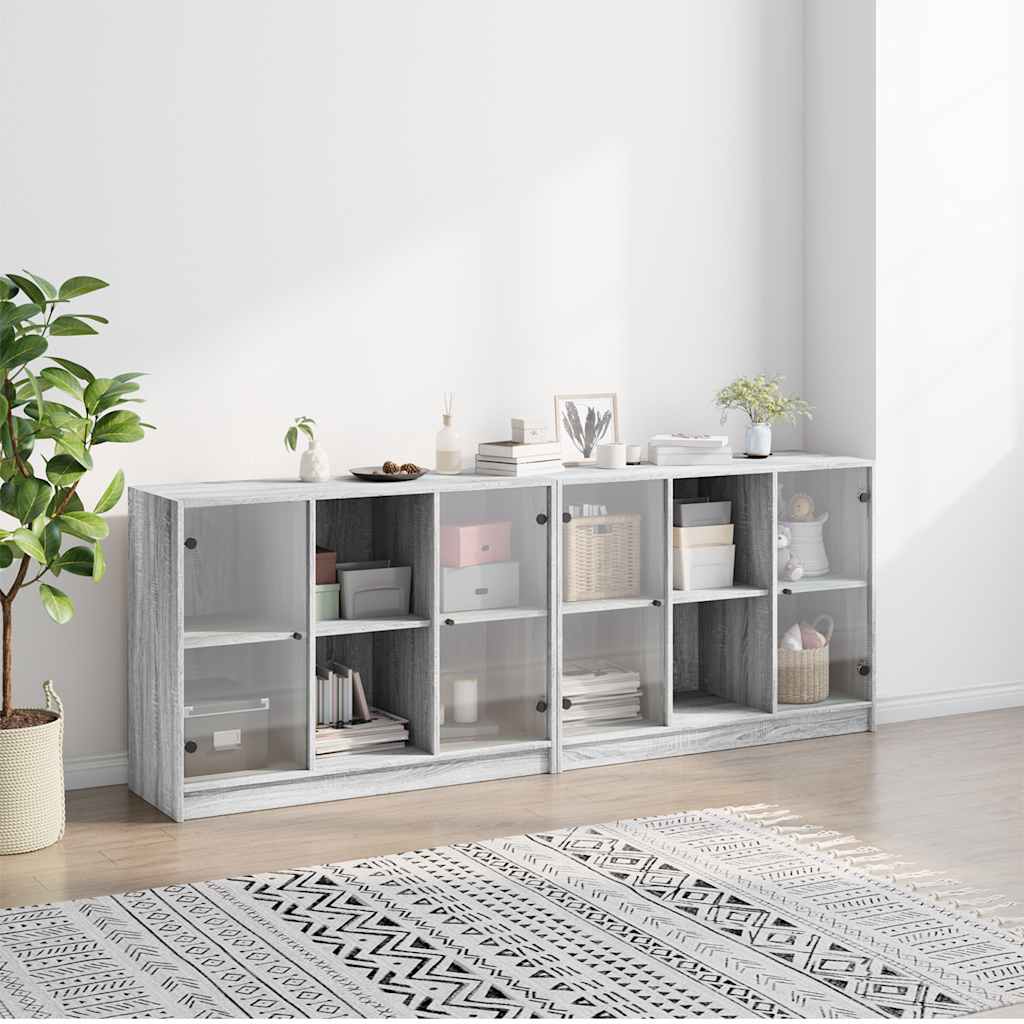 Bücherschrank mit Türen Weiß 204x37x75 cm Holzwerkstoff