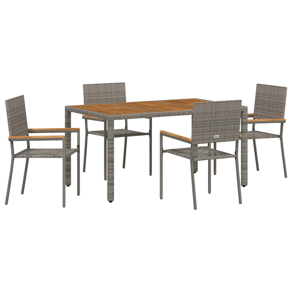 Garten Essgruppe 3 pcs Schwarz Poly-Rattan