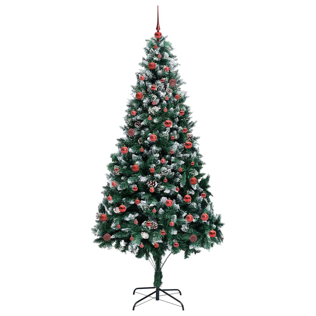 Künstlicher Weihnachtsbaum mit LEDs Kugeln Zapfen 150 cm