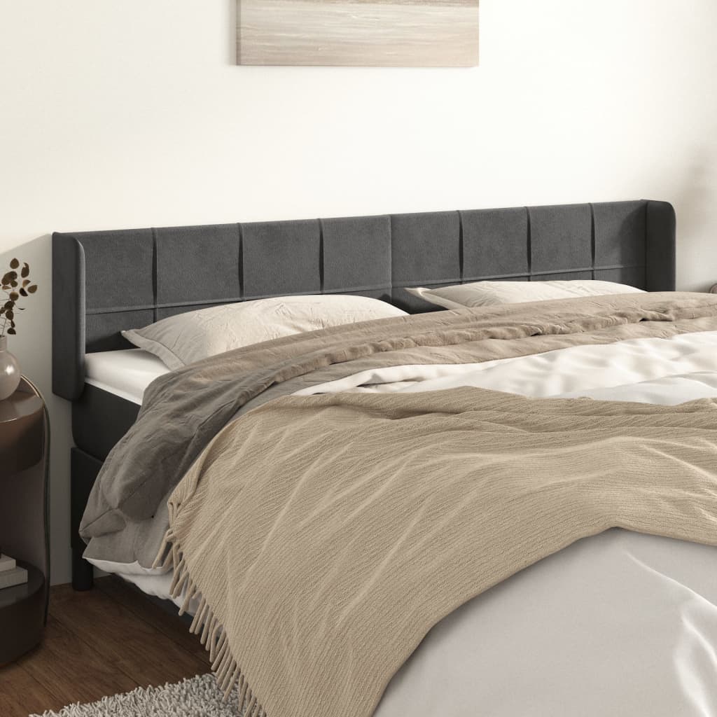 Kopfteil mit Ohren Dunkelblau 93x16x78/88 cm Samt