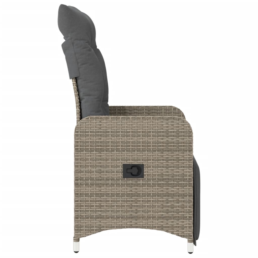 Gartensessel Verstellbar mit Kissen Schwarz Poly Rattan