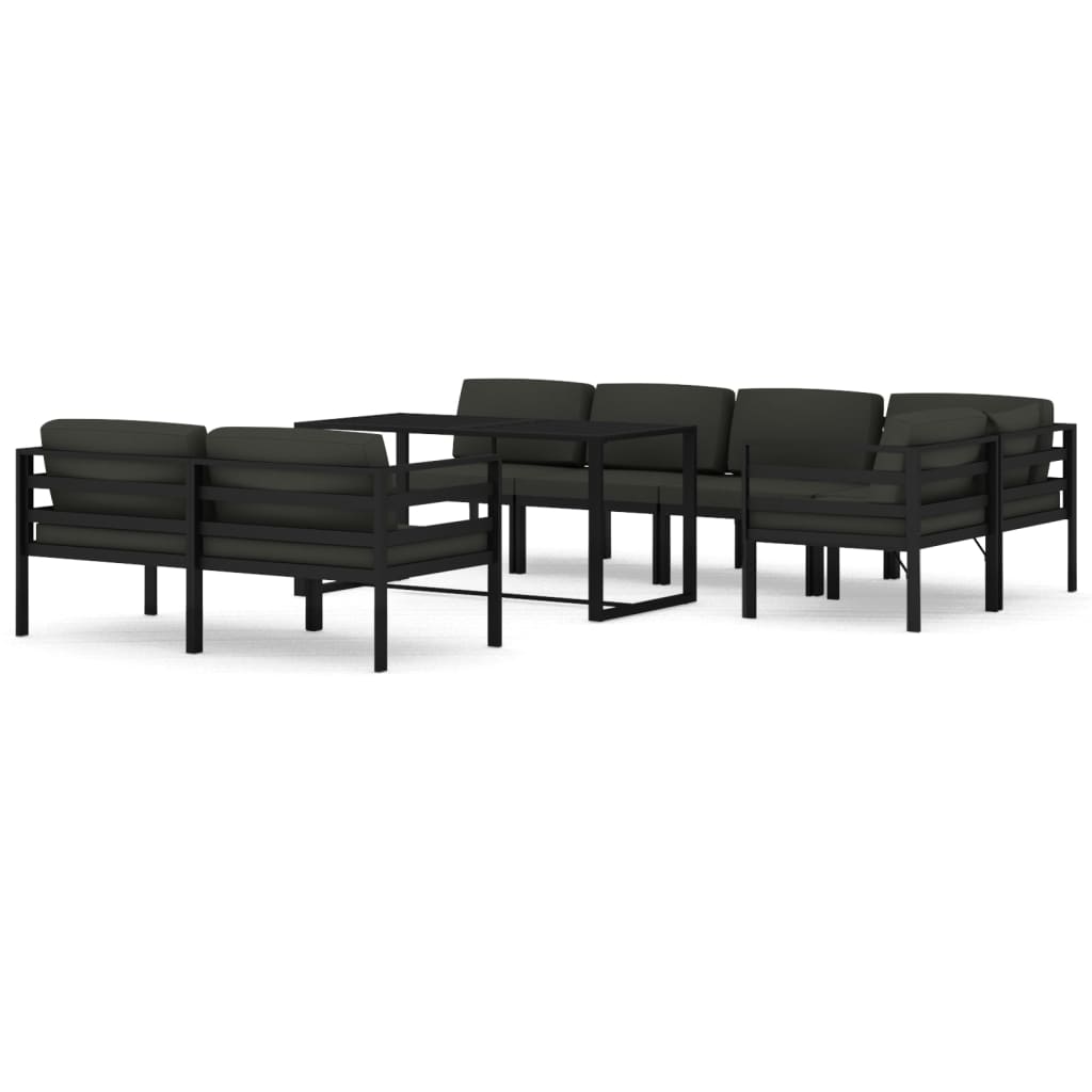 10-tlg. Garten-Lounge-Set mit Kissen Aluminium Anthrazit