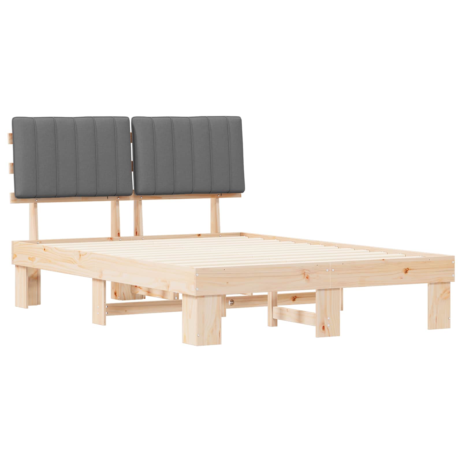 Bettgestell mit gepolstertem Kopfteil Hellgrau 200 x 200 cm